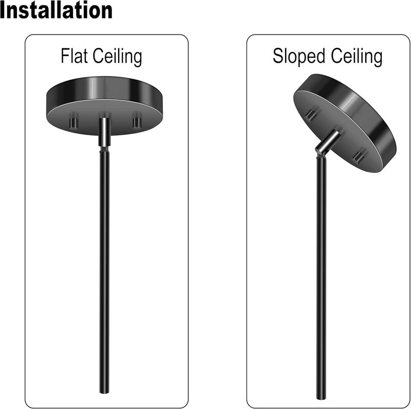 MAYOMAJO 8 Pieces M10 Threaded Extension Poles Lighting Fixture Downrods Stems & 180 Degrees Sloped Ceiling Adapter Kits for Pendant Light, Island Lighting, Chandeliers (Black) - Image 4